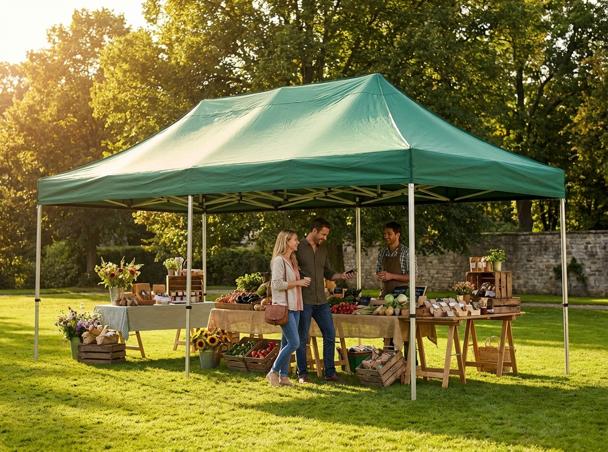 Green pop-up gazebo with aluminium frame for outdoor use - view 3