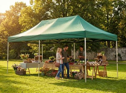 Green pop-up gazebo with aluminium frame for outdoor use - view 3