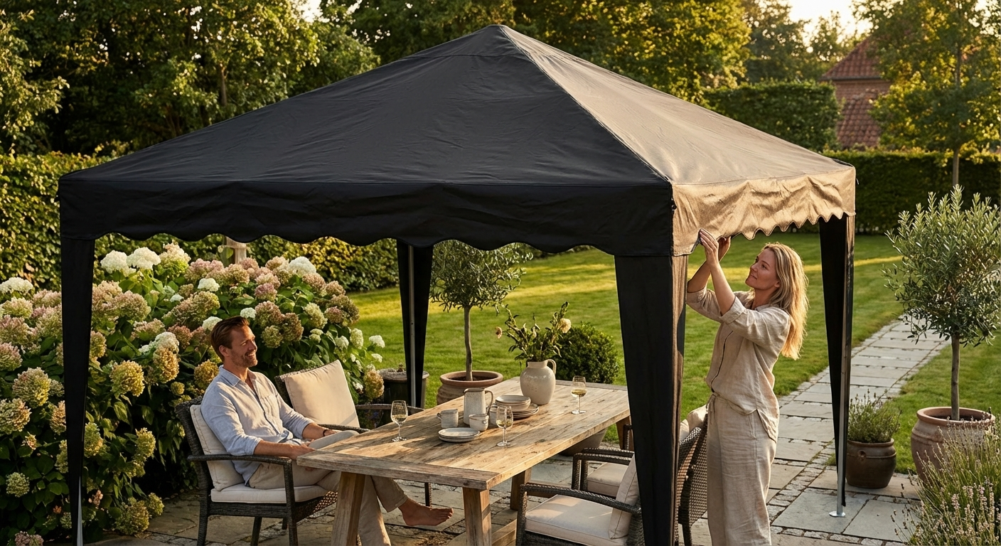 Black 3x3 metre marquee roof cover made from PVC and polyester - view 3