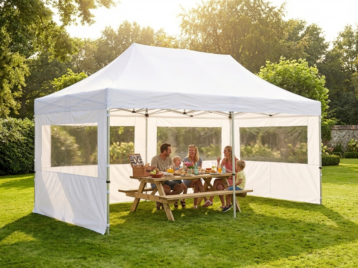 White pop up gazebo 3x6m, flame retardant for outdoor events - product detail