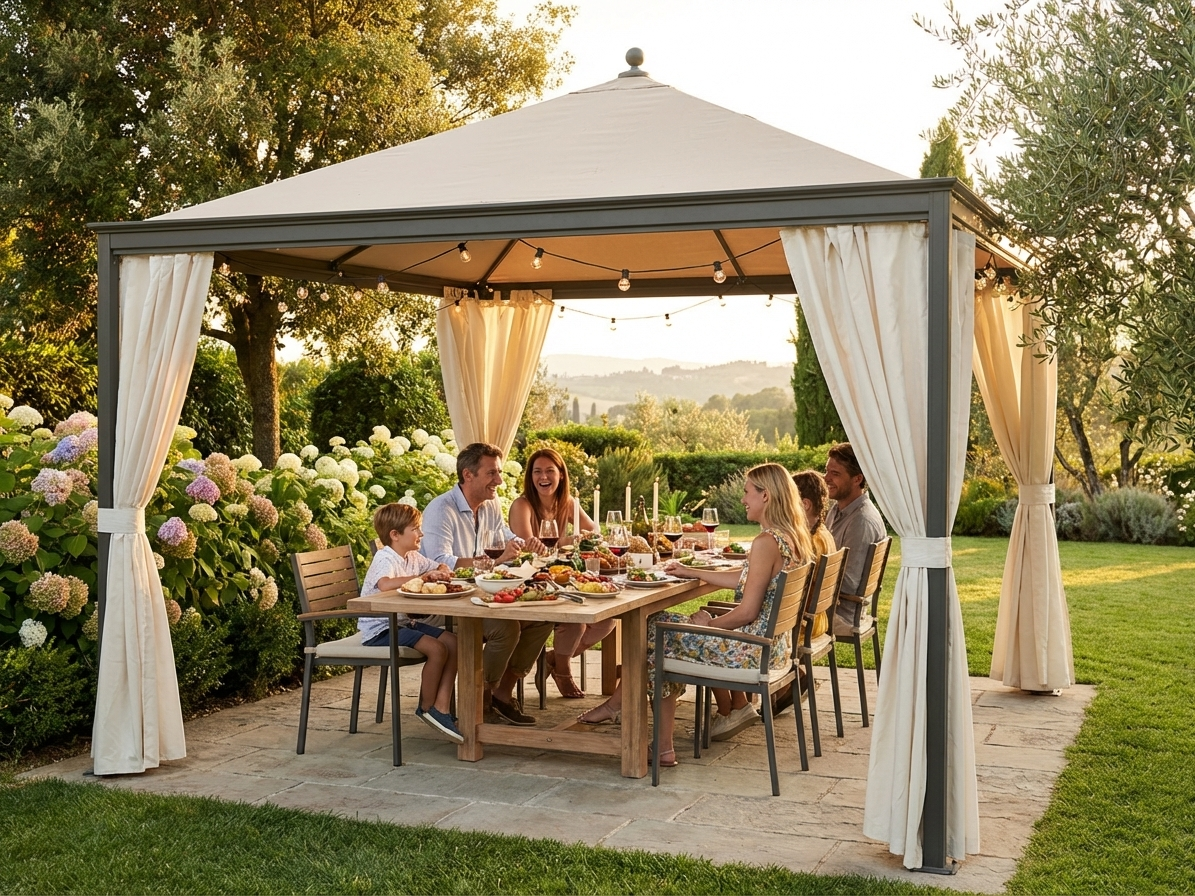 Champagne Gazebo 3x3m with PVC roof and steel frame - view 3