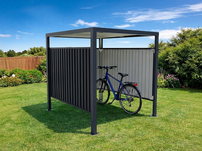 Anthracite steel bike shed for outdoor storage - product detail