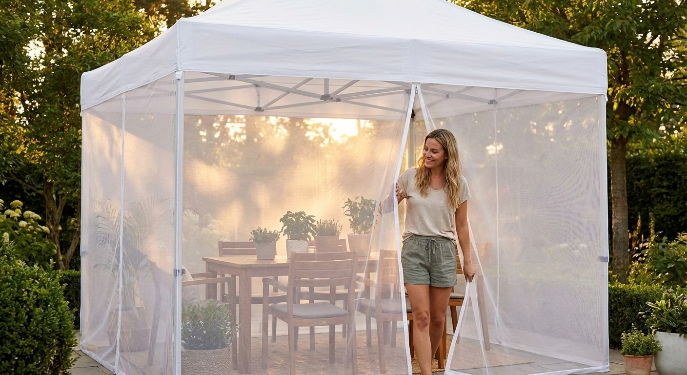 3m white mosquito net made from recycled PE for outdoor events