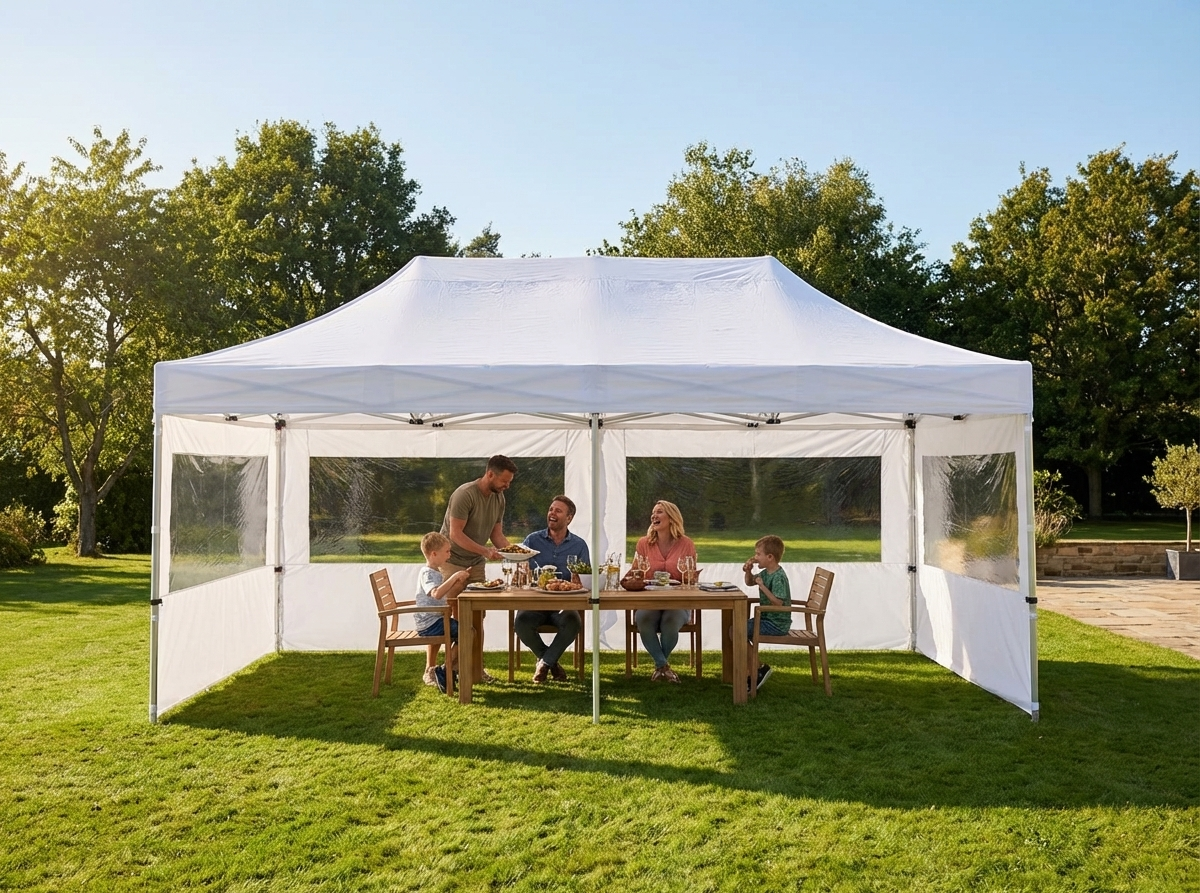 Pop Up Gazebo 3x6m White with Aluminium Frame - view 3