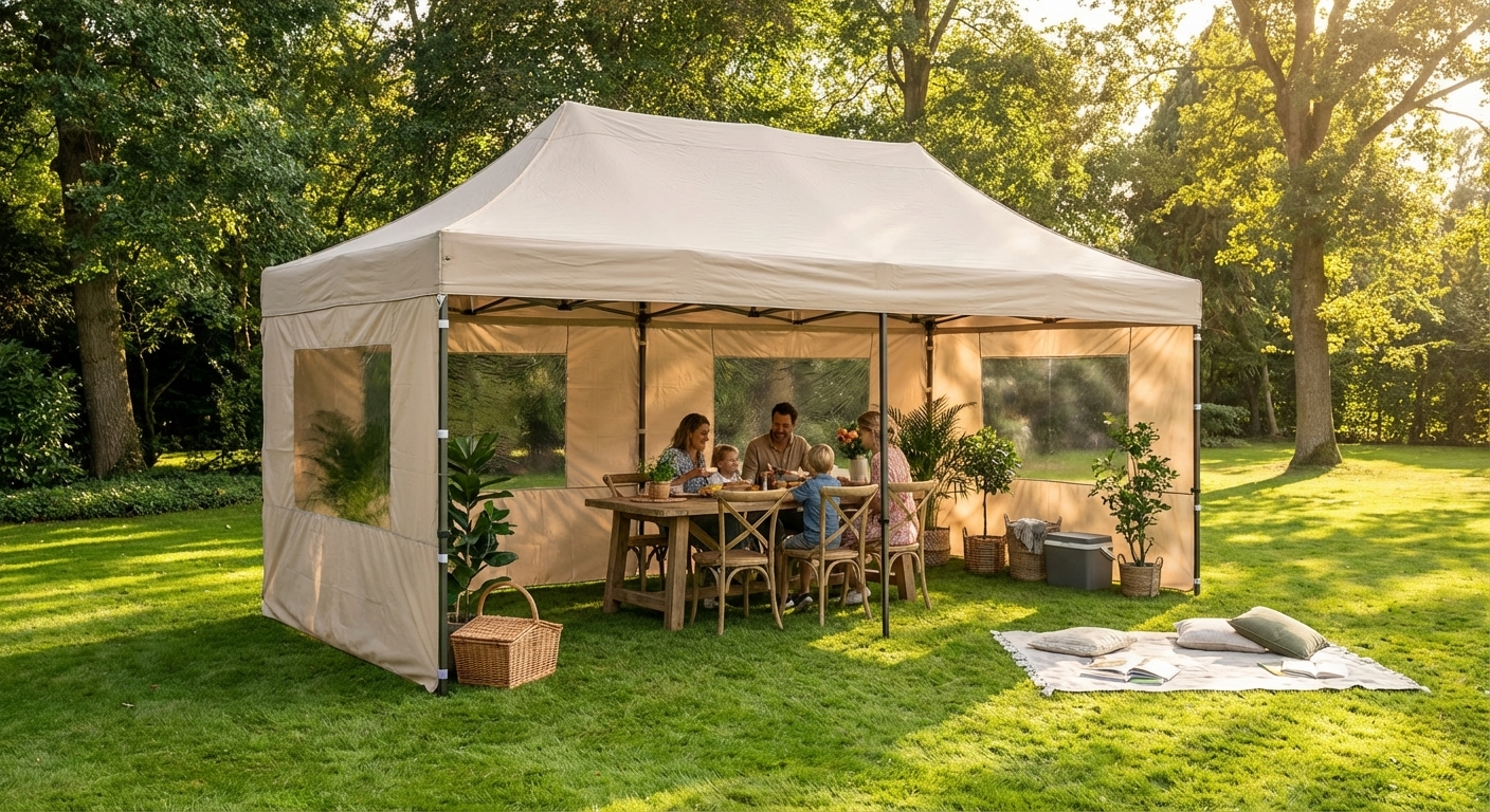 Pop up gazebo 3x6m Latte with steel frame for outdoor events - product detail