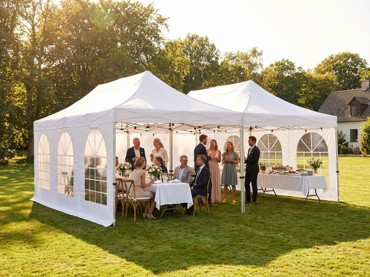 Pop Up Gazebo 8x8 m White Steel Frame for Outdoor Events - product detail