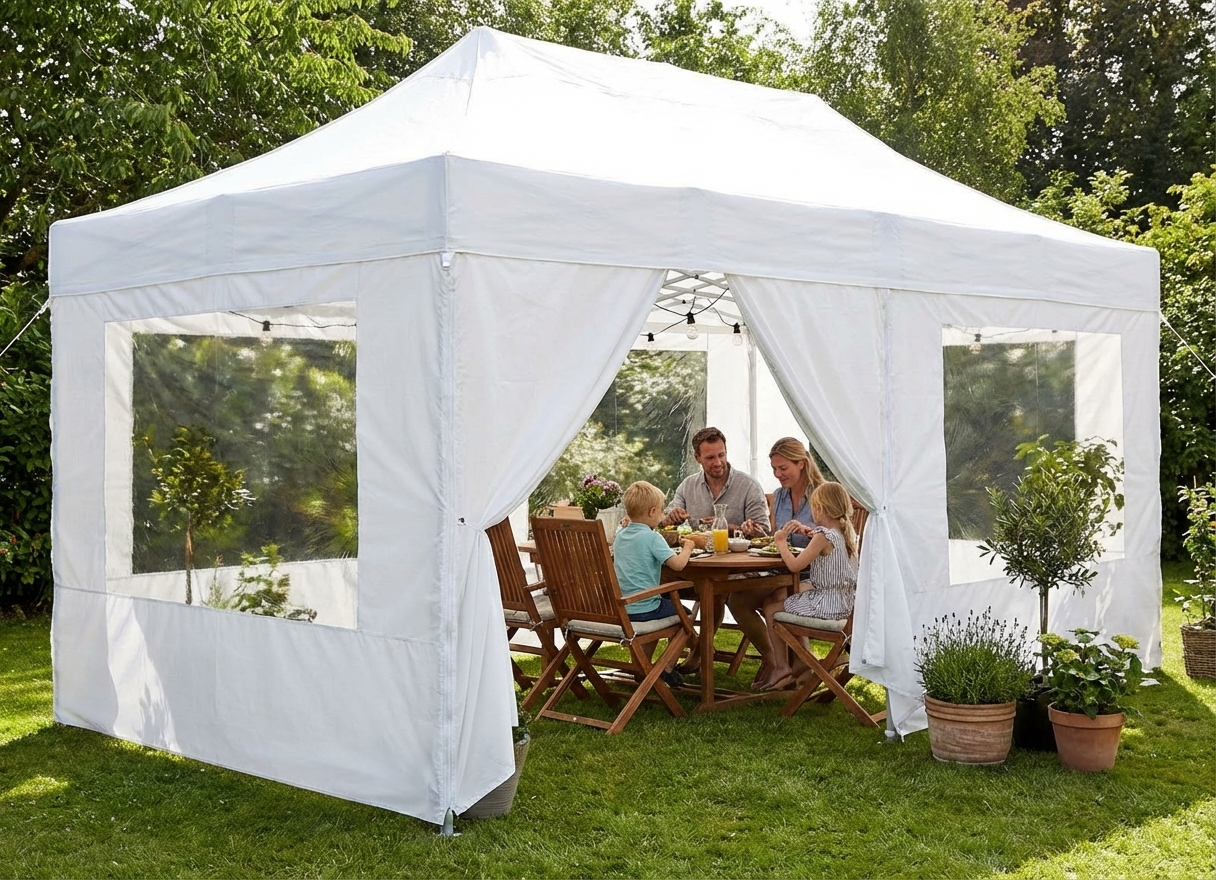 White 4x8 m gazebo sidewall kit for outdoor events - product detail