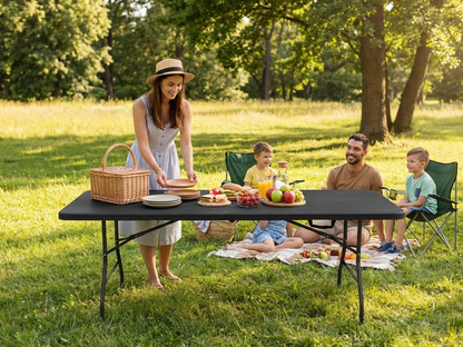 Folding table in black, made from HDPE and steel, suitable for various uses - view 3