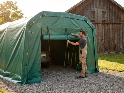 PVC Portable Garage Endwall in Green, 3.3x6 m - view 3