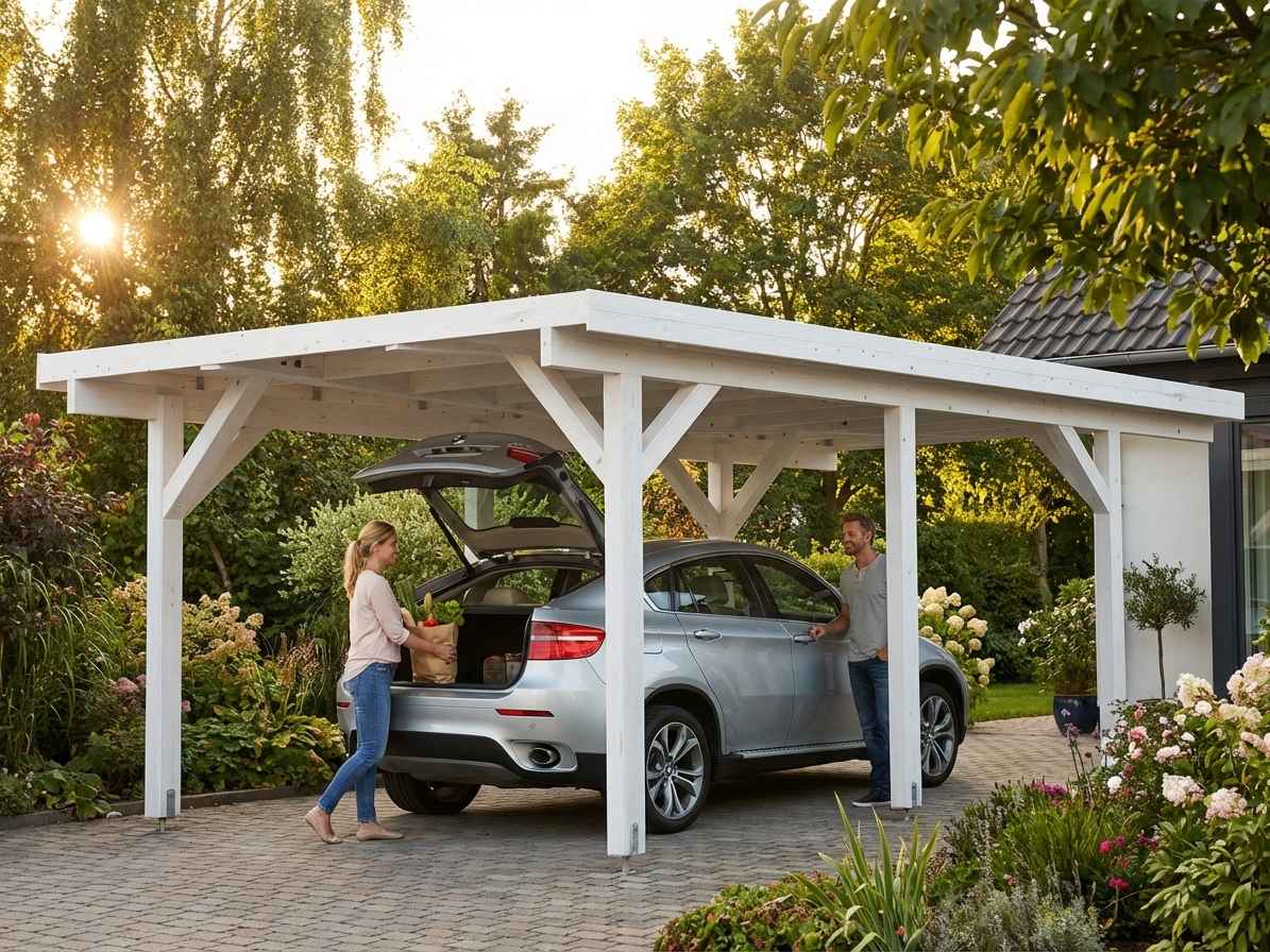 Wooden carport made from natural Nordic Spruce - product detail
