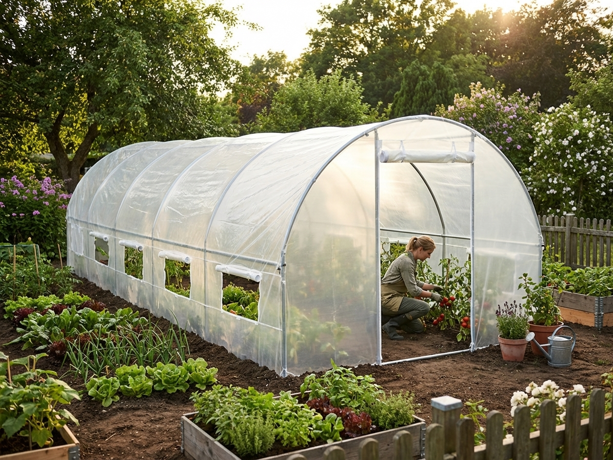 Polytunnel Greenhouse with Transparent Foil for Domestic and Commercial Use - view 3