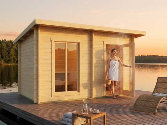 Wooden sauna cabin, Nordic Spruce, natural finish