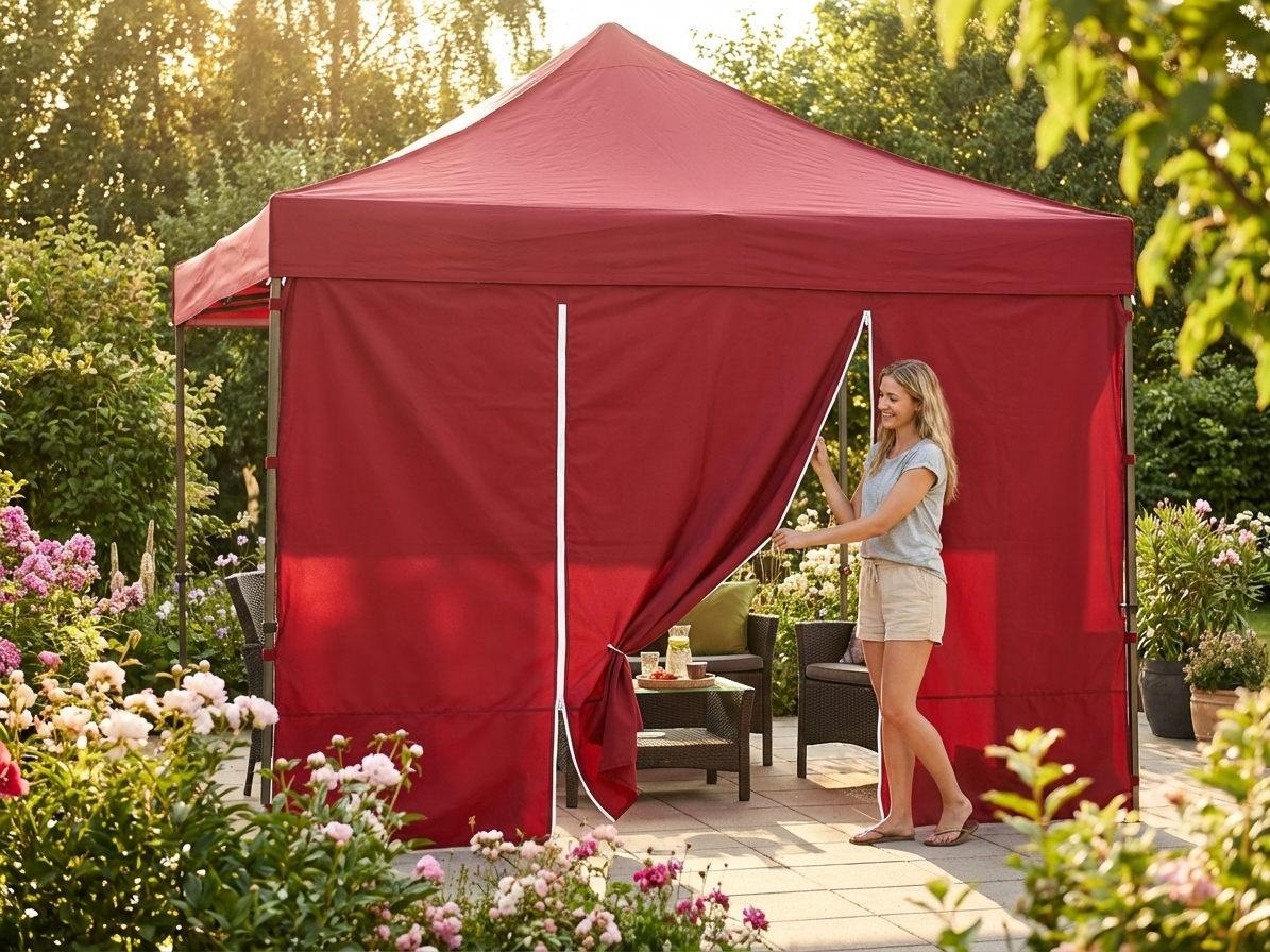 4m red sidewall with zippers for outdoor use