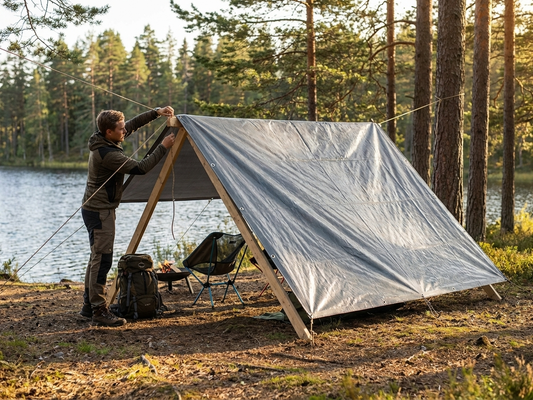 5x7 m grey PVC tarpaulin for outdoor use