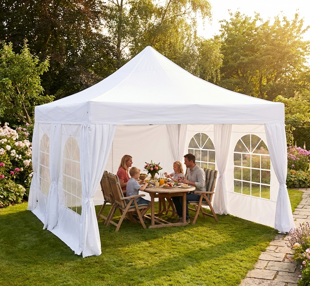 White Pop Up Gazebo 4x6 m with Aluminium Frame - product detail