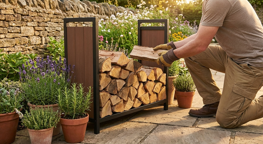 Brown wood storage unit made from GPPS and galvanised steel - product detail