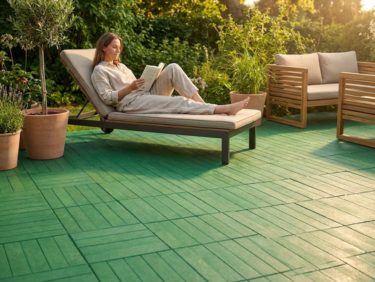 Green plastic flooring made of high-quality polyethylene for indoor and outdoor use - product detail