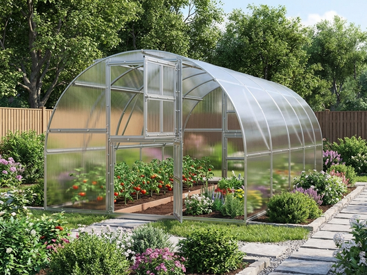 Polycarbonate Greenhouse 18m² Silver with galvanised steel frame