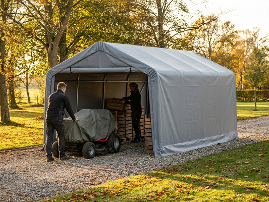 Grey PVC roof cover for 3x6 m storage shelter