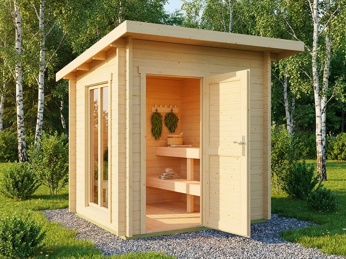 Wooden sauna cabin made from Nordic Spruce, 2x2m, natural colour