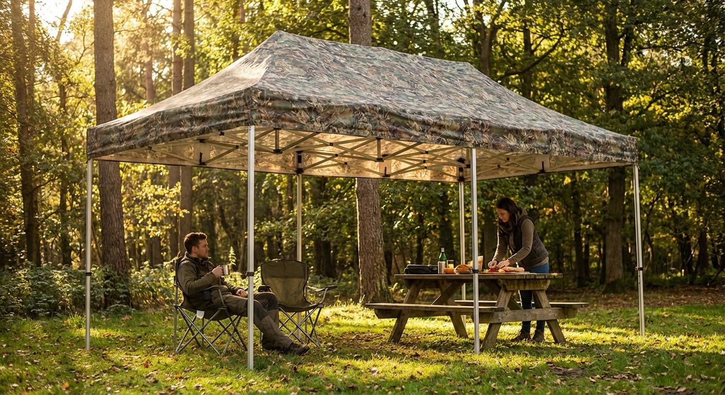 Camouflage pop-up gazebo with steel frame for outdoor events - view 3