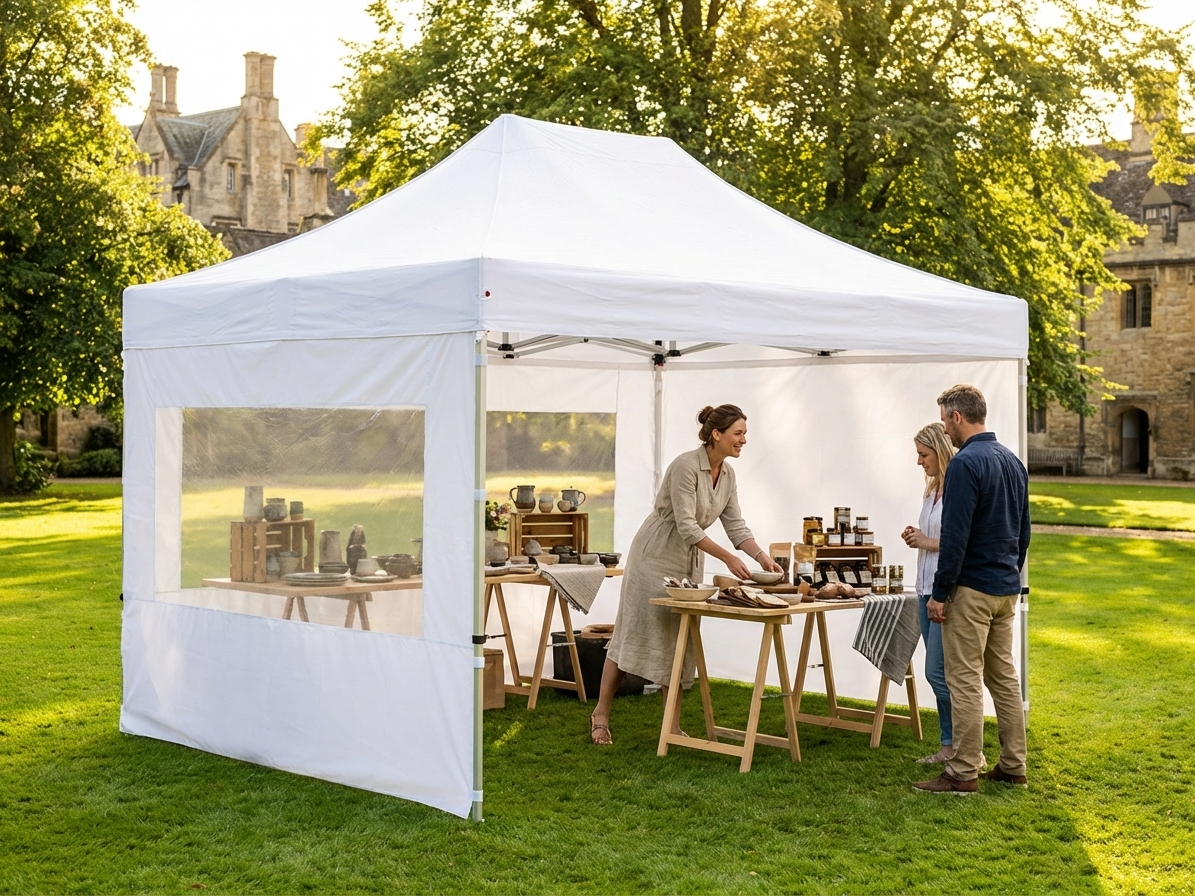 White pop-up gazebo with steel frame, ideal for outdoor events - view 3