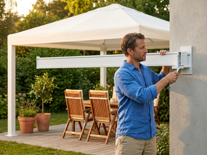 White aluminium wall brackets for San Pablo gazebo