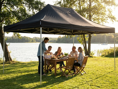 Black pop-up gazebo with aluminium frame for outdoor events