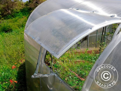 Silver greenhouse ventilation window with automatic opener - product detail