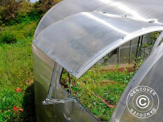Silver greenhouse ventilation window with automatic opener - product detail