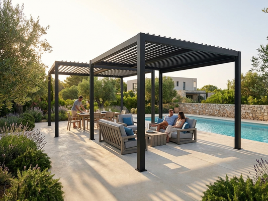 Aluminium Pergola Gazebo in Black for Outdoor Use