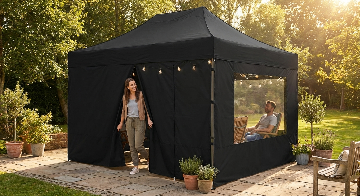 Black 4x4m gazebo sidewall kit for outdoor events - view 3
