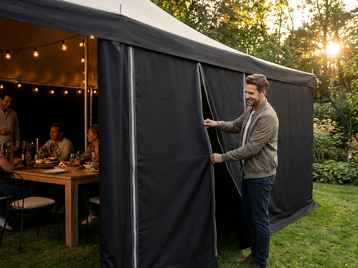 Sidewall zipper panel 4m black for event tents - product detail