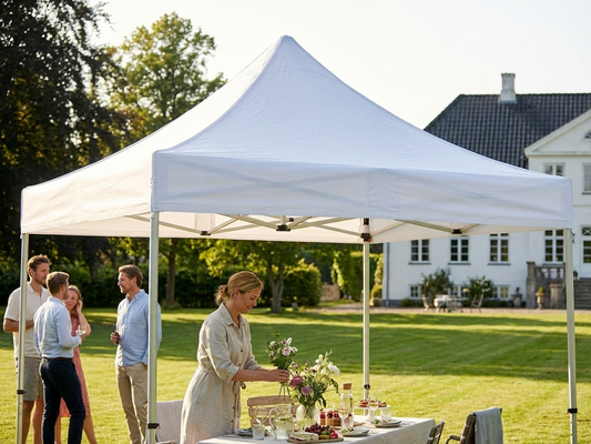 White gazebo roof cover for outdoor shelter, size 3.5x7 m