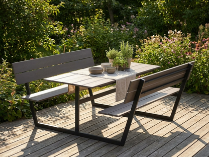 Picnic table in Black/Anthracite with a polystyrene top and steel frame - product detail