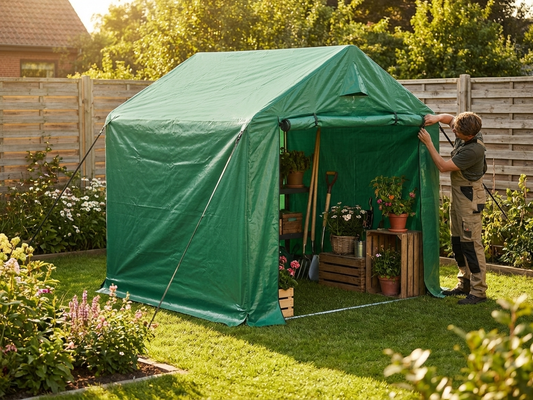 Green storage tent roof cover 2x2m for outdoor use