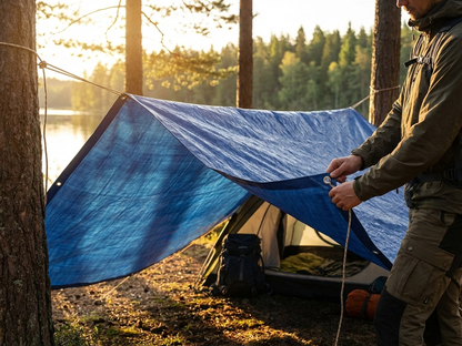 Blue tarpaulin 4x6m outdoor cover - view 3