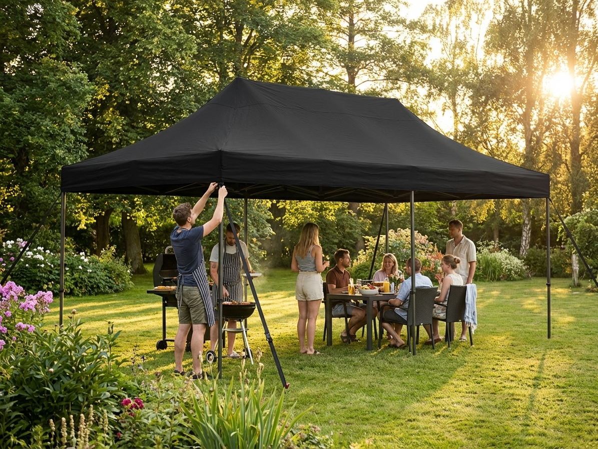 Black pop up gazebo roof cover 4x8m for outdoor events - view 3