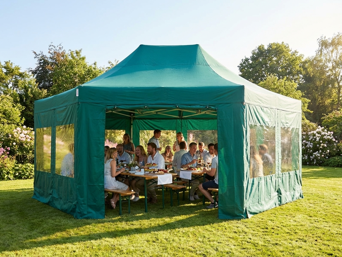 Pop Up Gazebo 4x6 m Green with Aluminium Frame