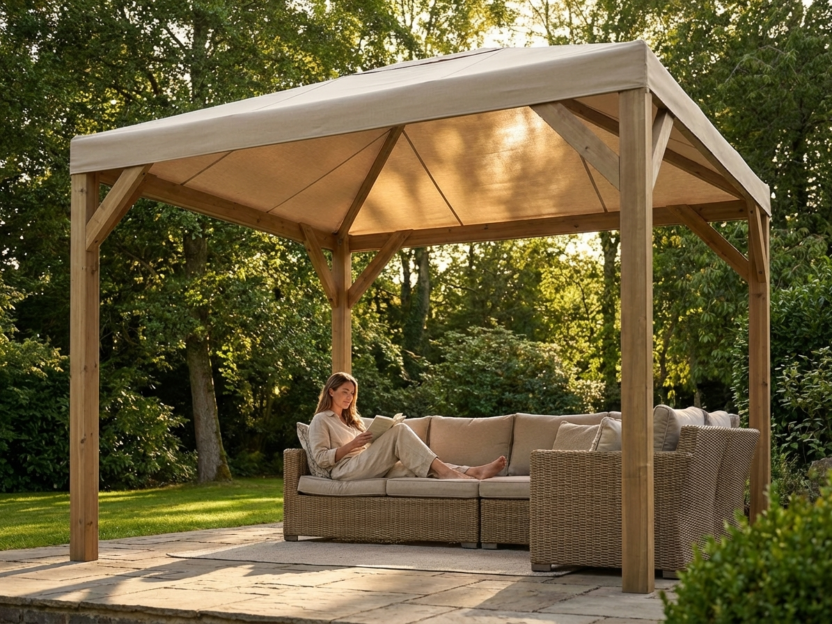 Sand wind roof for gazebo, polyester with PU coating