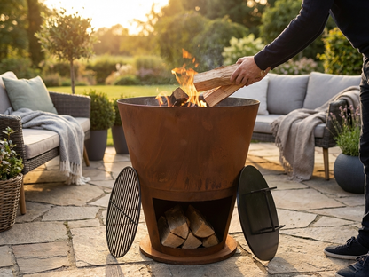Corten Steel Fire Bowl with rust finish for outdoor use