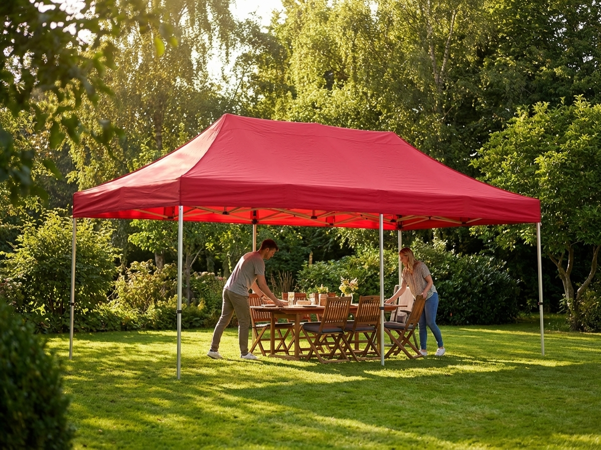 Red pop up gazebo with aluminium frame for outdoor events - view 3