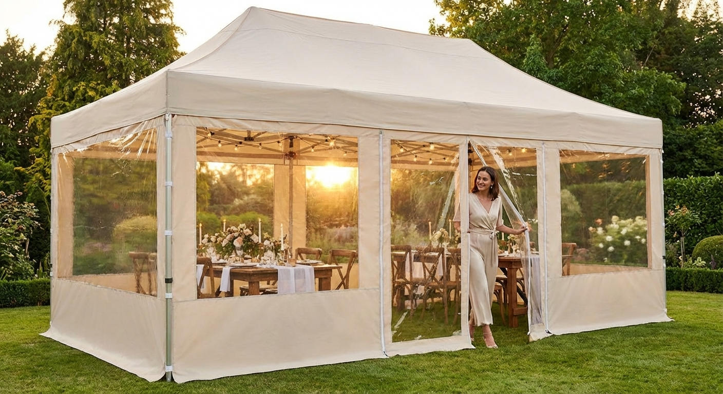 Transparent sidewall kit for 4x6m gazebo, polyester with PVC