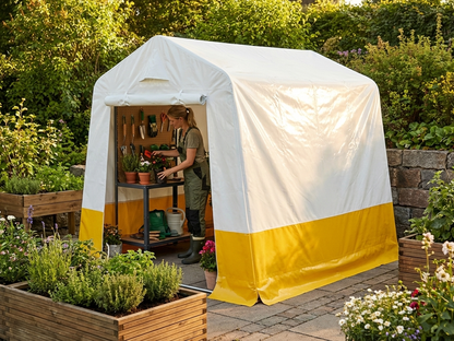 PVC Storage Tent Roof Cover 2x2m in White and Yellow - view 3
