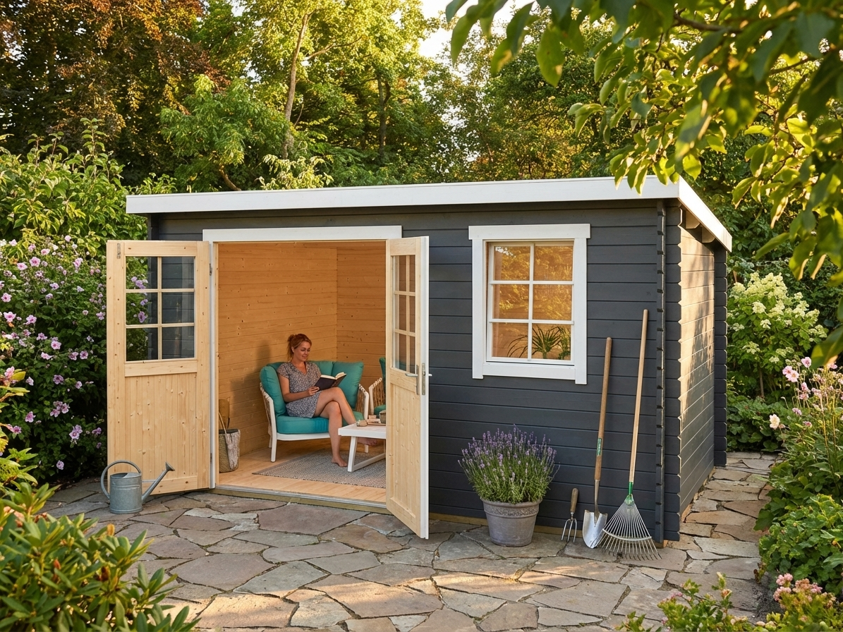 Wooden shed in dark grey made of Nordic Spruce - product detail