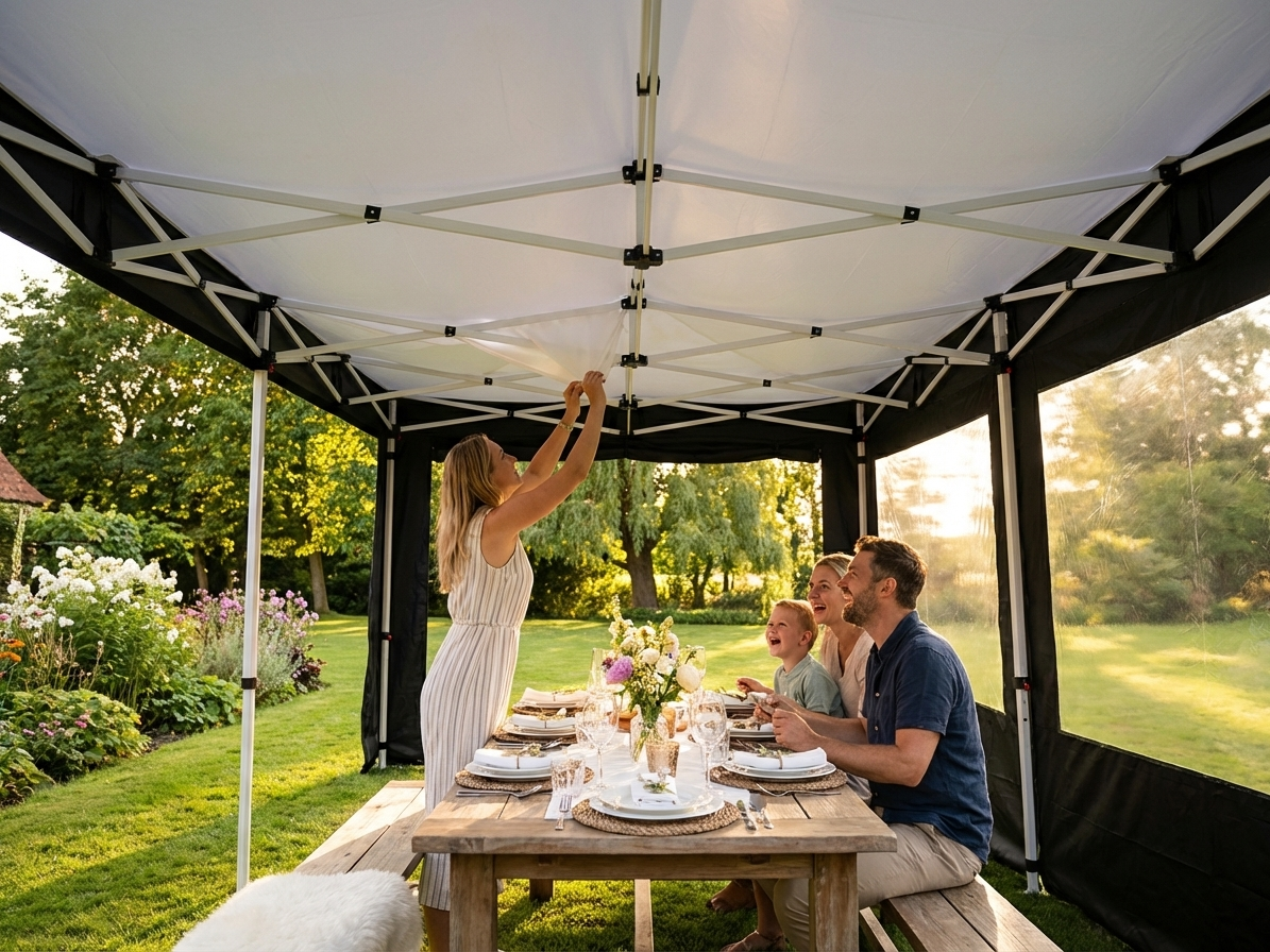White gazebo roof lining 3x6m made from polyester pongee - view 3