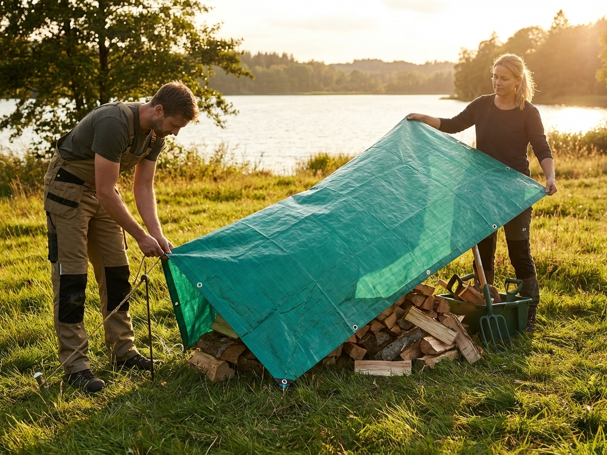 Green tarpaulin 10x15m for outdoor use - view 3