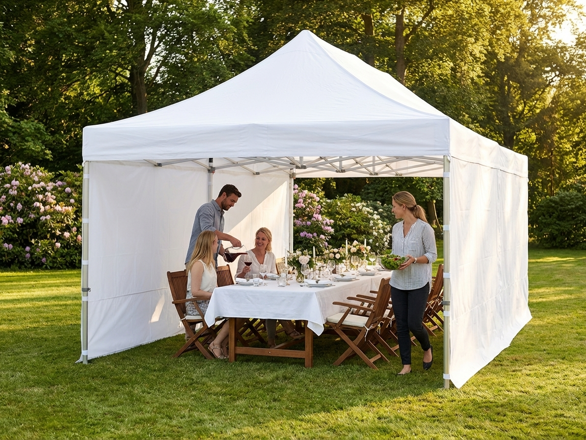 Spacious white pop-up gazebo with aluminium frame - product detail