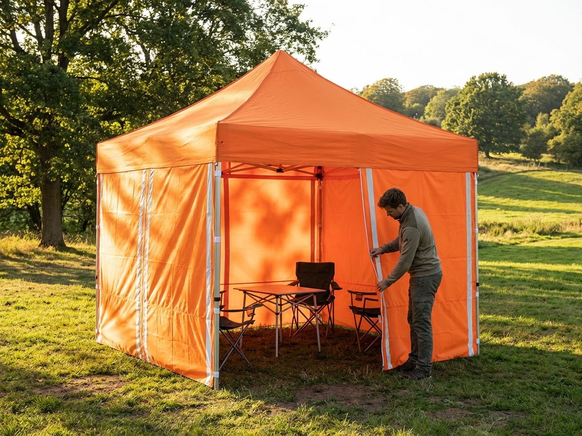Pop up gazebo sidewall in orange, 3x3 m size - view 3