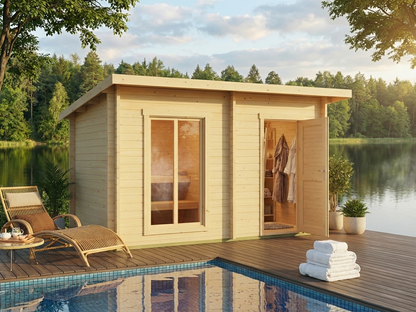 Wooden sauna cabin, Nordic Spruce, natural finish - product detail